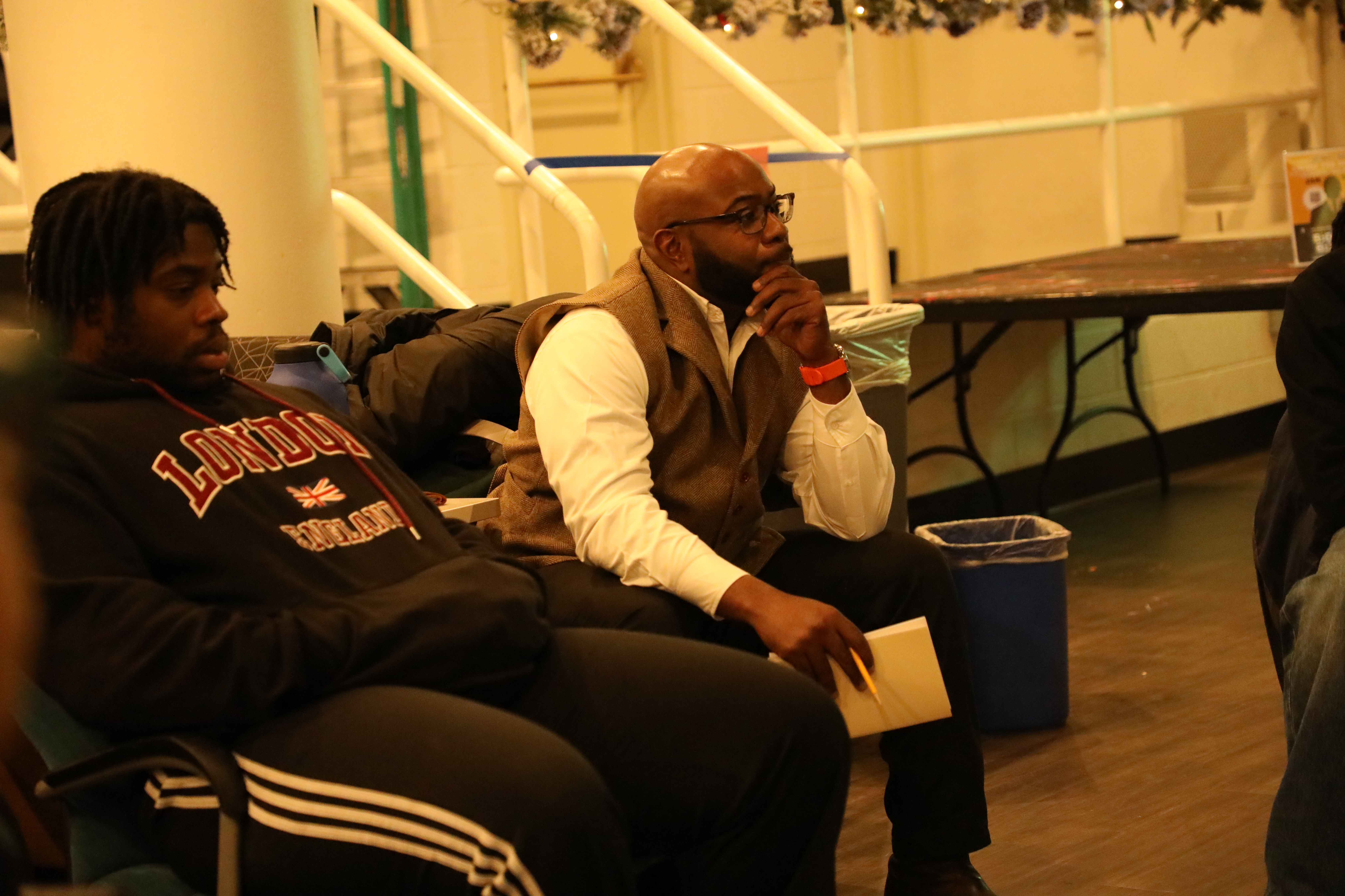a man listening