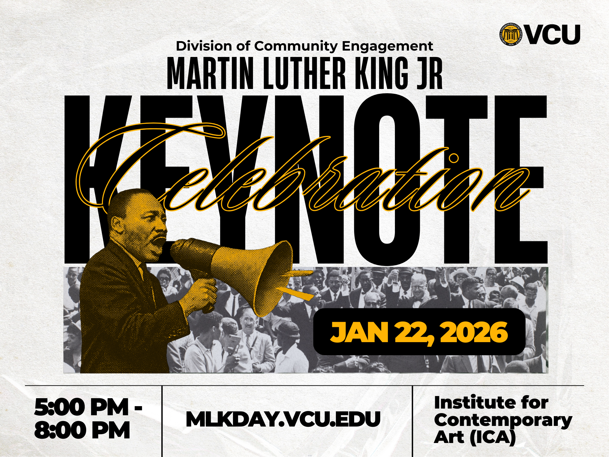 a graphic design image of MLK promoting the Keynote Celebration